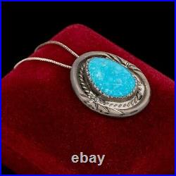 Antique Vintage Sterling Coin Silver Native Navajo Pawn Turquoise Necklace 8.8g