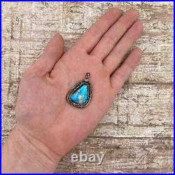 Antique Vintage Sterling Coin Silver Native Navajo Pawn Turquoise Pendant 8.6g