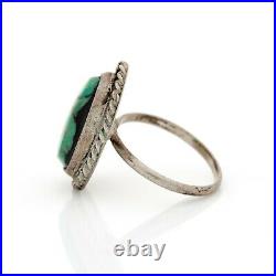 Antique Vintage Sterling Coin Silver Native Navajo Turquoise Pinky Ring Sz 4.75