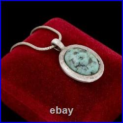 Antique Vintage Sterling Coin Silver Pawn Native Navajo Turquoise Necklace 16g