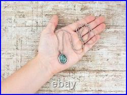 Antique Vintage Sterling Coin Silver Pawn Native Navajo Turquoise Necklace 16g