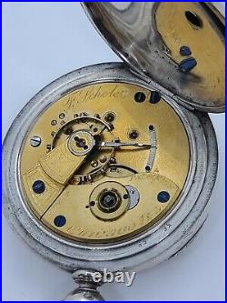 Antique Working 1878 HAMPDEN Victorian Coin Silver Key Wind 15J Pocket Watch 18s