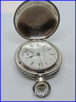 Antique Working 1890 COLUMBUS Victorian Full Hunter Coin Silver Pocket Watch 18s