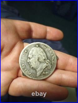 Antique de France Coin Pocket Knife Coin made Of Silver From 1817 Cut In Half