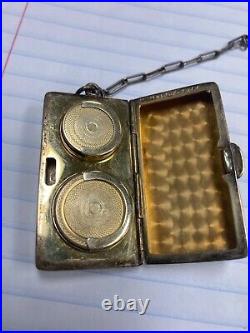 Antique enamal over Sterling Silver double Coin Case Holder really nice