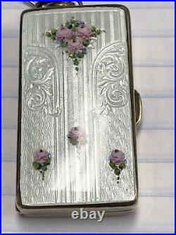 Antique enamal over Sterling Silver double Coin Case Holder really nice