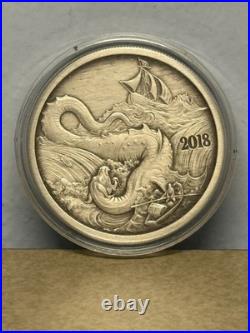 Antiqued 2018 Silverbug Island Leviathan 1 oz. 999 Fine Silver Round