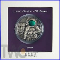 Apollo 11 3 oz Antique finish Silver Coin 3000 Francs CFA Cameroon 2019