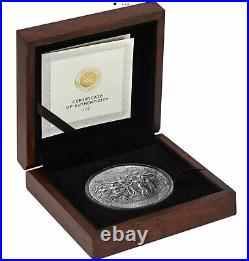 Apollo and The Muses Celestial Beauty 5 oz Antique finish Silver Coin 5000 Franc