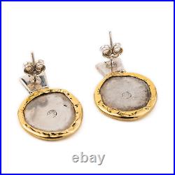 Athena Coin Silver Golden Earrings, Greek Goddess, Antique Earrings