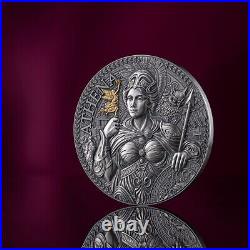 Athena The Great Greek Mythology 2 oz Antique finish Silver Coin Cameroon 2024