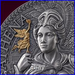 Athena The Great Greek Mythology 2 oz Antique finish Silver Coin Cameroon 2024