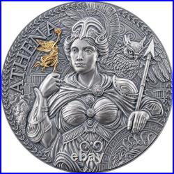 Athena The Great Greek Mythology 2 oz Antique finish Silver Coin Cameroon 2024