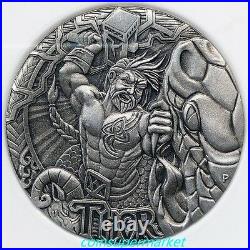 Australia 2016 Norse Gods Thor 2oz Silver High Relief Coin NGC PF 70 ANTIQUED