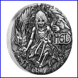 Australia 2017 Tuvalu Norse Goddesses Hel 2oz Silver Antiqued High Relief Coin
