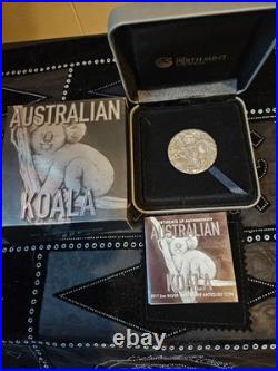 Australian Koala 2017 2oz Silver High Relief Antiqued $2 Coin Australia Antique