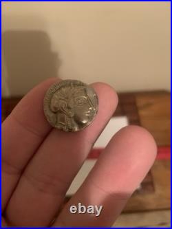 Authentic Ancient Greek Bronze Attica Owl Tetradrachm Coin in Good Condition