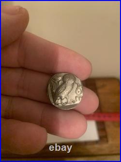 Authentic Ancient Greek Bronze Attica Owl Tetradrachm Coin in Good Condition