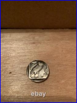 Authentic Ancient Greek Bronze Attica Owl Tetradrachm Coin in Good Condition