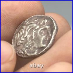 Authentic Ancient Greek silver coin with king face 2000+ years old