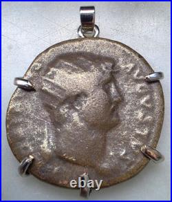 Authentic Ancient Roman Emperor Hadrian Coin Rome Mint 117-138 AD Silver Pendant