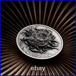 Azathoth ultra high relief 3 oz silver coin antiqued Palau 2023