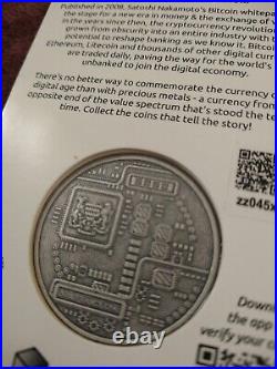 BITCOIN VERY RARE! 2020 99.9 % Pure 1oz Silver Crypto Coin Antique Certicard New