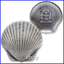 BRAND NEW Castaway Seashells 2019 1oz Pure Silver SCALLOP Coin $2 Fiji Coin