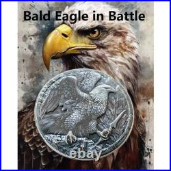 Bald Eagle in Battle 2oz. 999 Silver 2 Guards 2024 Truth Guard Antique Finish