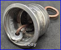 Barbados Trident Silver Coin Bell Guardian Gremlin Bell 2oz. 999 Antiqued