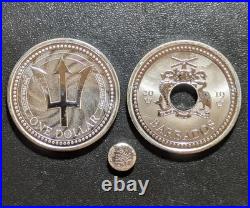 Barbados Trident Silver Coin Bell Guardian Gremlin Bell 2oz. 999 Antiqued