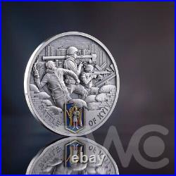 Battle of Kyiv 2 oz Antique finish Silver Coin 10 Cedis Republic of Ghana 2024