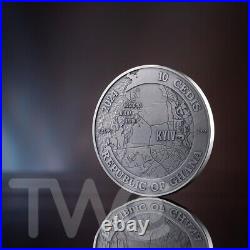 Battle of Kyiv 2 oz Antique finish Silver Coin 10 Cedis Republic of Ghana 2024