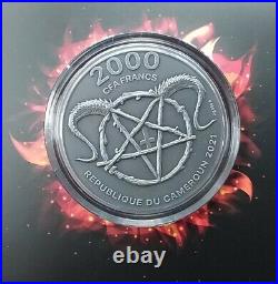 Beelzebub 2 oz Antique finish Silver Coin 2000 Francs CFA Cameroon 2021