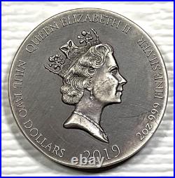 Biblical Series Crown Of Thorns 2019 $2 Niue 2 oz Silver Coin #827/1499 Box&COA