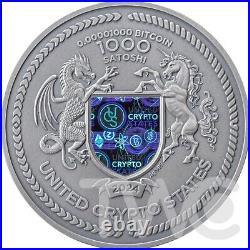 Binary Bull Binary World 2oz Antique finish Silver Coin 0.00001 Bitcoin UCS 2024 Binary Bull Binary World 2oz Antique finish Silver Coin 0.00001 Bitcoin UCS 2024