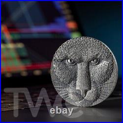 Binary Puma Binary World 2 oz Antique finish Silver Coin 0,001 Ether UCS 2023