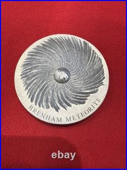 Brenham Meteorite Meteorite Art 5 oz Antique finish Silver Coin CFA Chad 2016