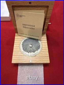 Brenham Meteorite Meteorite Art 5 oz Antique finish Silver Coin CFA Chad 2016