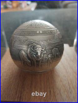 Buffalo Big Five 1 kilo Antique finish Spherical Silver Coin CFA Djibouti 2024 Buffalo Big Five 1 kilo Antique finish Spherical Silver Coin CFA Djibouti 2024