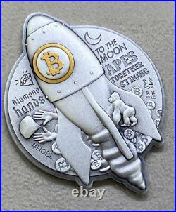 Bullion 1 oz. 999 Fine Silver Bitcoin Rocket Shaped High Relief Coin Antiqued $