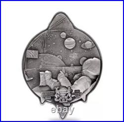 Bullion 1 oz. 999 Fine Silver Bitcoin Rocket Shaped High Relief Coin Antiqued $