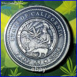 CALIFORNIA Block Chain Antique Edition 1oz Silver Legalized Cannabis Coin
