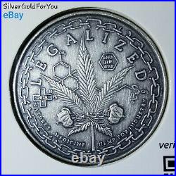 CALIFORNIA Legalized Cannabis 1oz Silver Coin Round Block Chain Antique