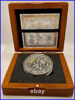 CHINGGIS KHAAN 2019 2 oz Pure Silver High Relief Antique Finish Coin NIUE