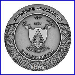 CLADE MORTIS CARVED SKULL 1 oz UHR Silver Coin Antiqued Cameroon 2018