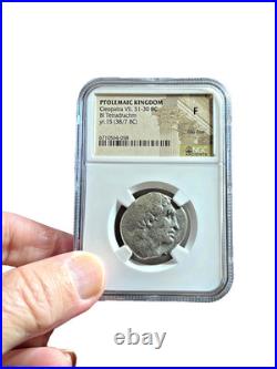 CLEOPATRA VII SILVER Tetradrachm, Ptolemaic Kingdom, 37/38 BC (NGC-FINE)