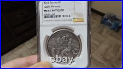 CUSTOM2021 Samoa Silver 2 Tala Pacific Mermaid NGC graded PR69 ANTIQUED antique