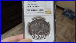CUSTOM2021 Samoa Silver 2 Tala Pacific Mermaid NGC graded PR69 ANTIQUED antique