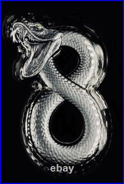 Chad 2 oz 999 Silver Figure 8 Black Mamba High Relief #609/888 Mintage 888 withBox